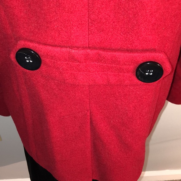 Style & Co. Red wool blend pea coat double breasted with black buttons - Picture 4 of 6